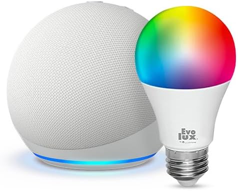 Nuevo Echo Dot (5.ª gen) con Evolux de Lloyds Foco Inteligente, Multicolor | Blanco